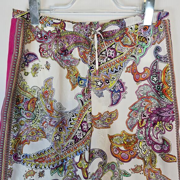 L'Agence Geraldine Cover Up Pant White Multi Paisley Print Relaxed S NEW - Picture 8 of 10